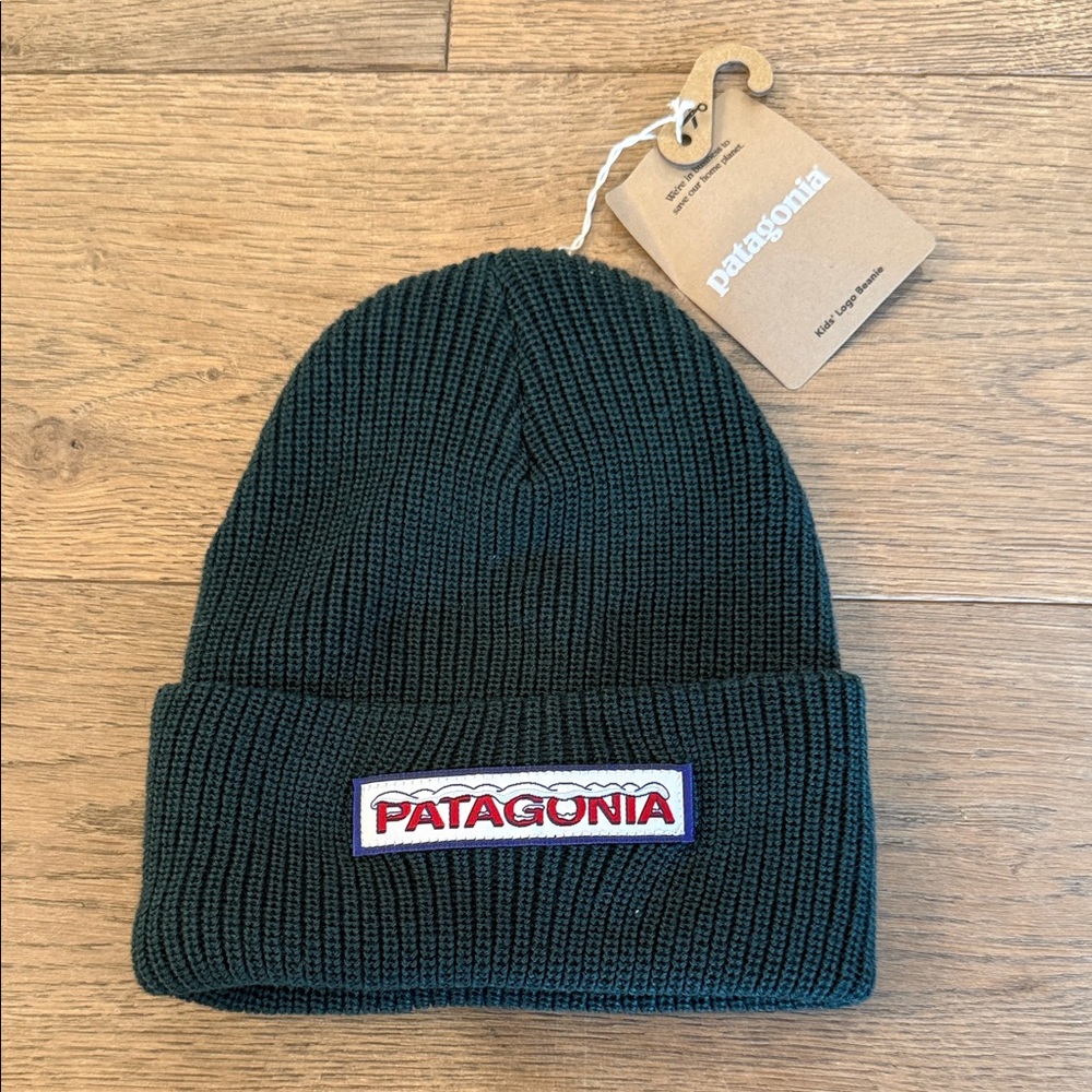 NWT Patagonia Kids Logo Beanie in Conifer Green